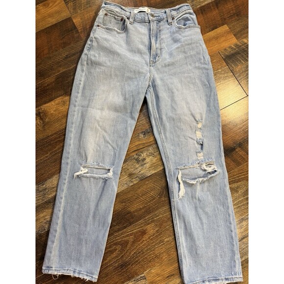ABERCROMBIE & FITCH The Ankle Straight Ultra High Rise Jeans Destroyed Sz 27/4R - Picture 1 of 6